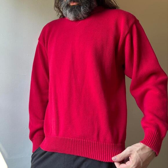 Vintage Croft & Barrow Red Cotton Knit Sweater Large 90s Y2K - Picture 8 of 8